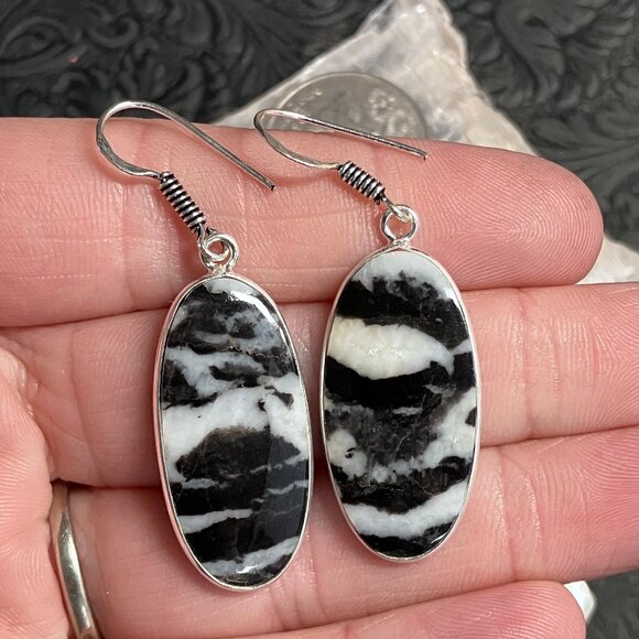 Zebra Jasper Earrings Stone Crystal Jewelry - Picture 1 of 5